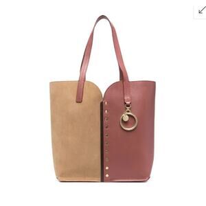 New! SEE BY CHLOÉ Gaia Small Leather‎ Carry-All Tote Bag Brown Burgundy
